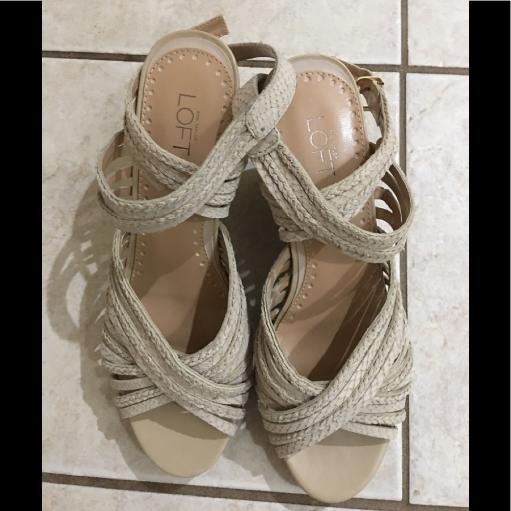 LOFT Strappy Leather Wedges - Picture 2 of 5